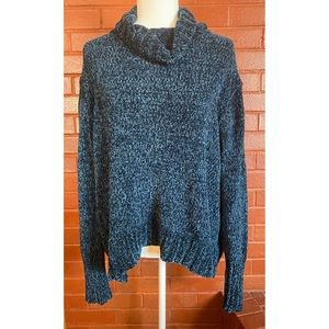 Brand New Pleione Blue Chenille Cowl Neck Sweater